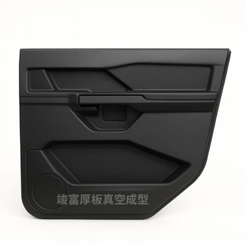 ABS厚板真空成型軍事裝備外殼，黑色霧面門板設計，應用於防護車輛內裝，結合防彈裝甲層與OEM外觀